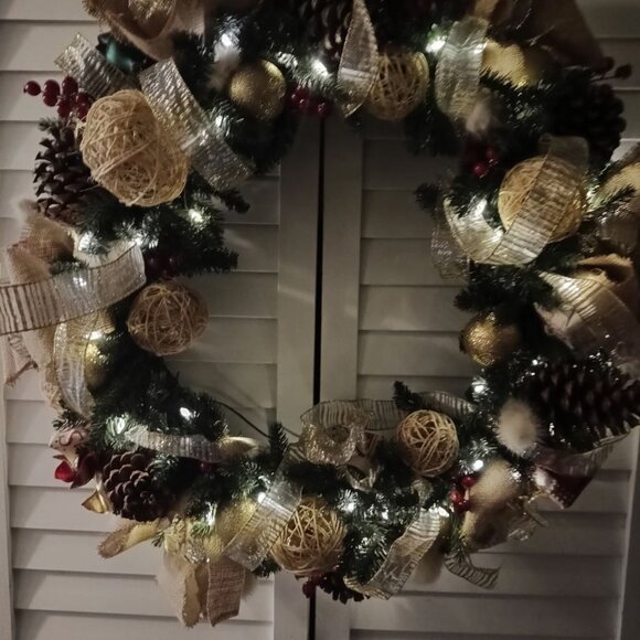 Rustic-glam, handmade 29 in multi-color Christmas wreath! - Picture 5 of 6